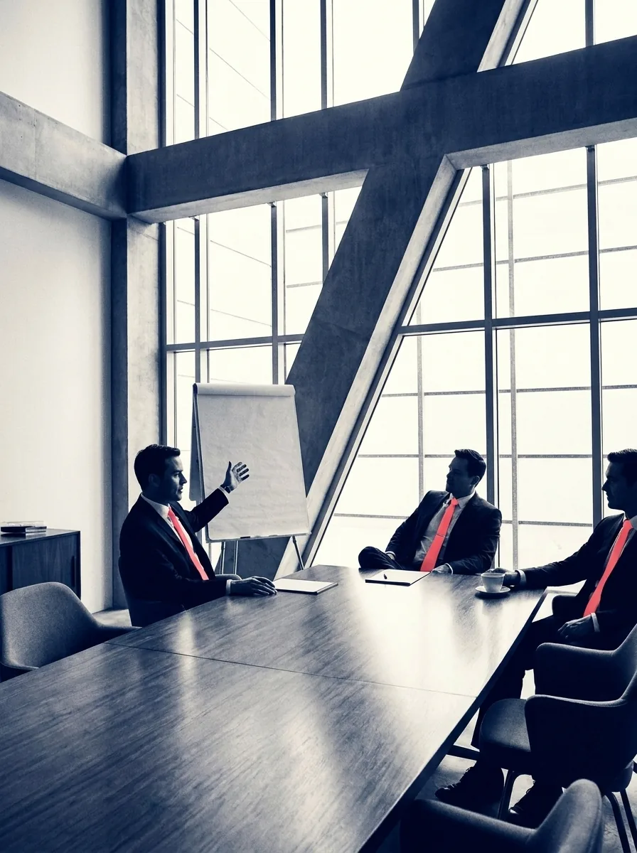 Boardroom meeting, pink ties