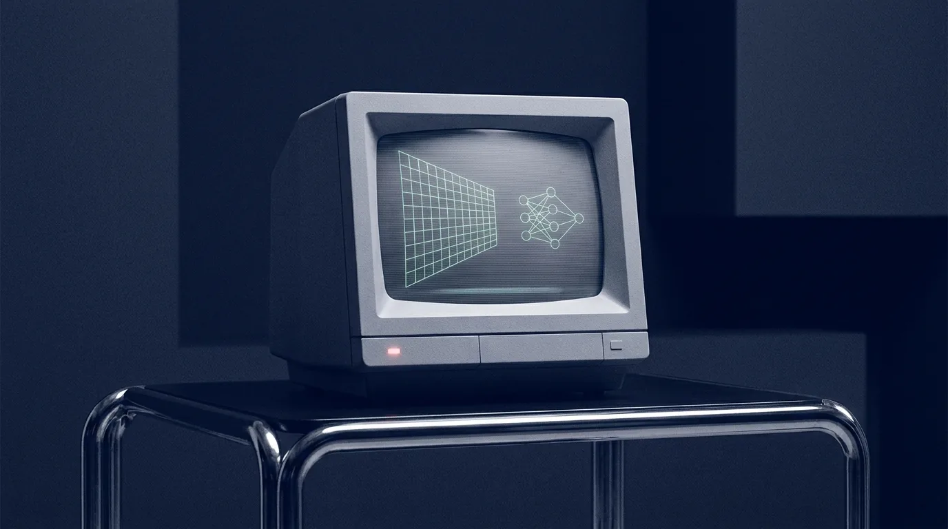 Retro terminal showing a neural network