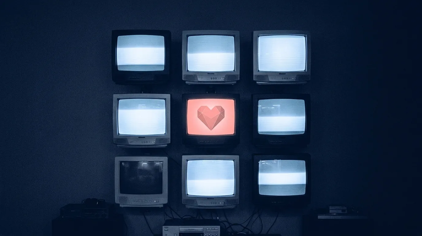 Wall of vintage monitors