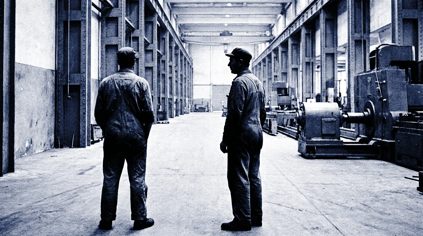 Worker in manufacturing hall