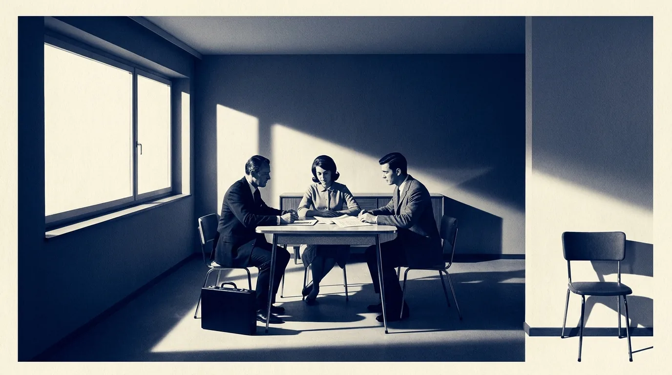 Agent reviewing documents with a couple
