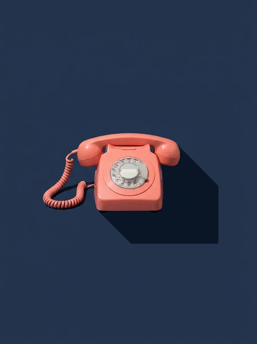 Pink rotary telephone on navy